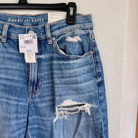 AMERICAN EAGLE SUPER HIGH WAISTED BAGGY STRAIGHT JEAN - Picture 5 of 11